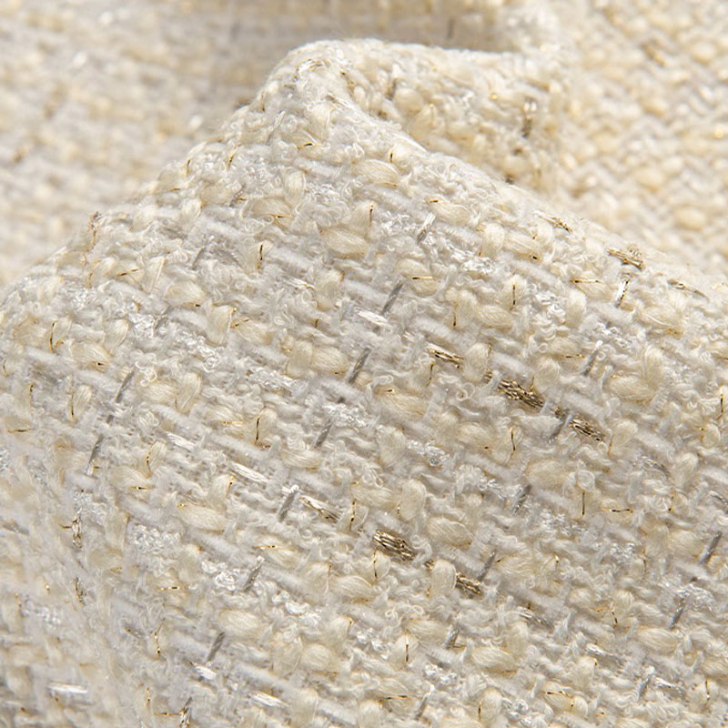 Sewing Tweed - สีเบจและทองเส้นด้ายย้อมผ้าทวีดสำหรับฤดูใบไม้ร่วงเสื้อชุดแจ็คเก็ตกระเป๋าถือ DIY ผ้าวัสดุเย็บผ้า
