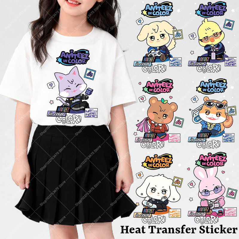 Iron On Patch - สติกเกอร์ลายการ์ตูนสร้างสรรค์แบบรีดร้อน ลายอนิเมะ ATEEZS น่ารัก สไตล์เคป๊อป สำหรับติดเสื้อผ้า