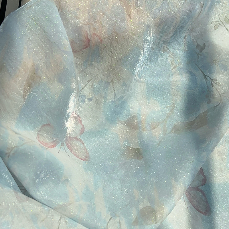Sewing Cloth - ผ้าพิมพ์ลายดอกไม้สไตล์จีน ขนาด 1 เมตร ผ้าพิมพ์ลายดิจิทัลสำหรับชุดกี่เพ้า ฮันฝู