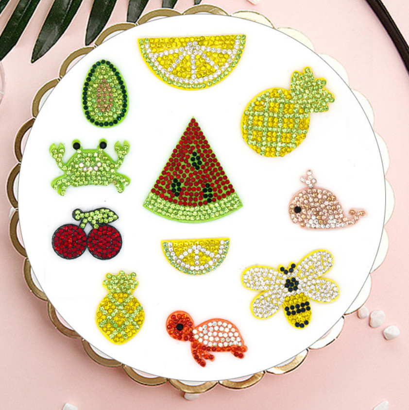 Sewing Id - แพทช์ลายเต่าประดับเพชรเทียม 20 ชิ้น ติดเสื้อผ้า หมวก กระเป๋า