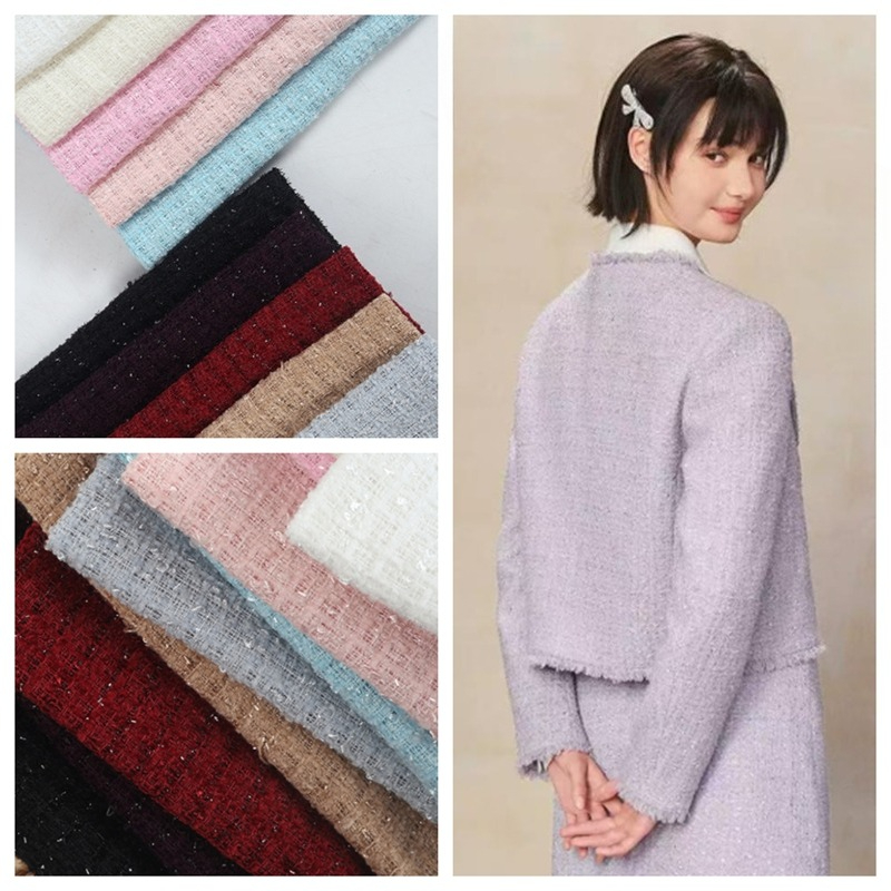 Sewing Tweed - ผ้าทวีดเชนิลล์แบบธรรมดา ทอเป็นม้วน ขายเป็นเมตร สำหรับเสื้อโค้ท กางเกง ชุดเดรส